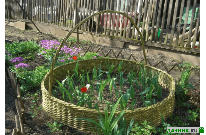 Плетёный заборчик из лозы для клумбы