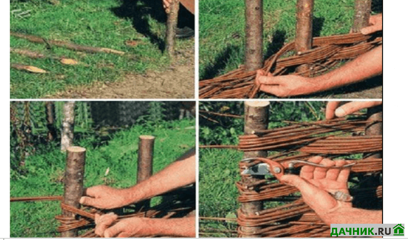 Плетёный заборчик из лозы для клумбы