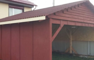 Строительство каркасного навеса на две машины в одиночку