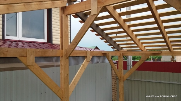 Строительство каркасного навеса на две машины в одиночку