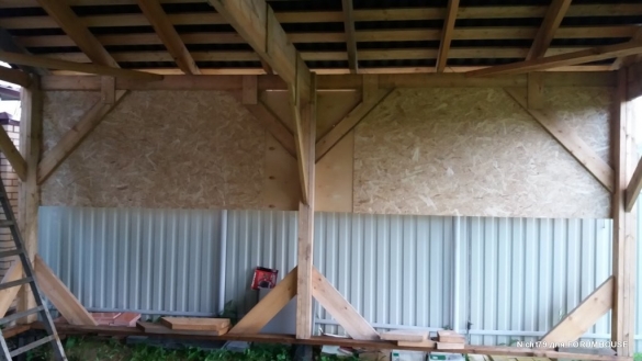 Строительство каркасного навеса на две машины в одиночку