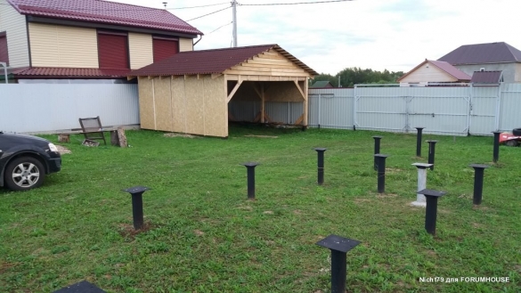 Строительство каркасного навеса на две машины в одиночку