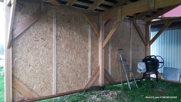 Строительство каркасного навеса на две машины в одиночку