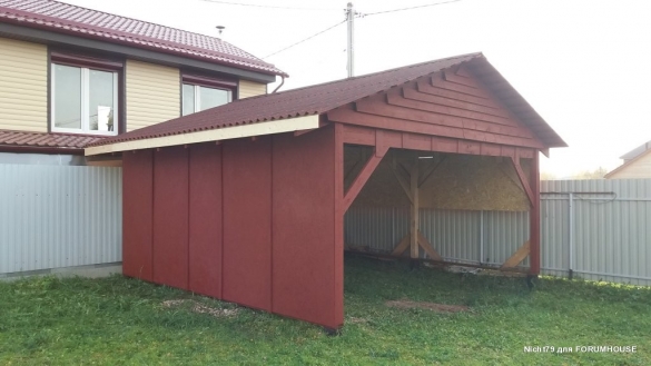 Строительство каркасного навеса на две машины в одиночку