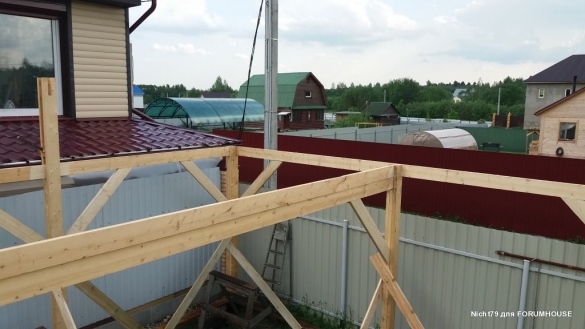 Строительство каркасного навеса на две машины в одиночку