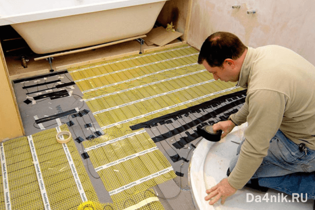 Укладка электрического тёплого пола под плитку