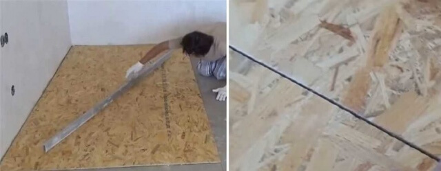 Укладка ОСБ плиты на деревянный и бетонный пол под линолеум